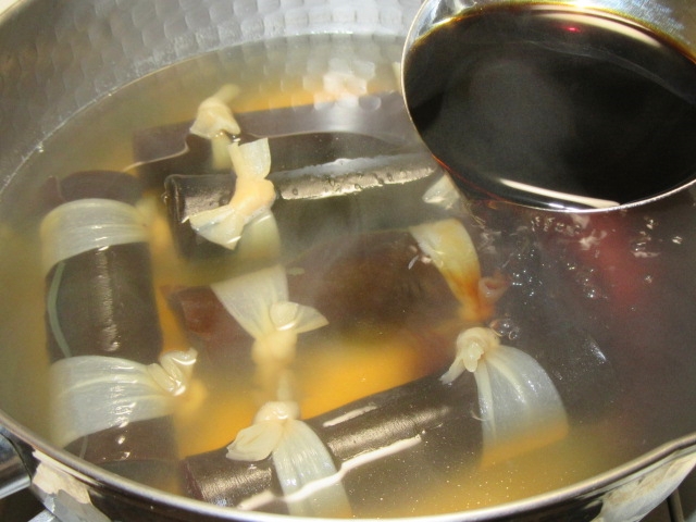 にしんの昆布巻きの作り方手順,濃口醤油,正月の献立,おせち料理の煮物